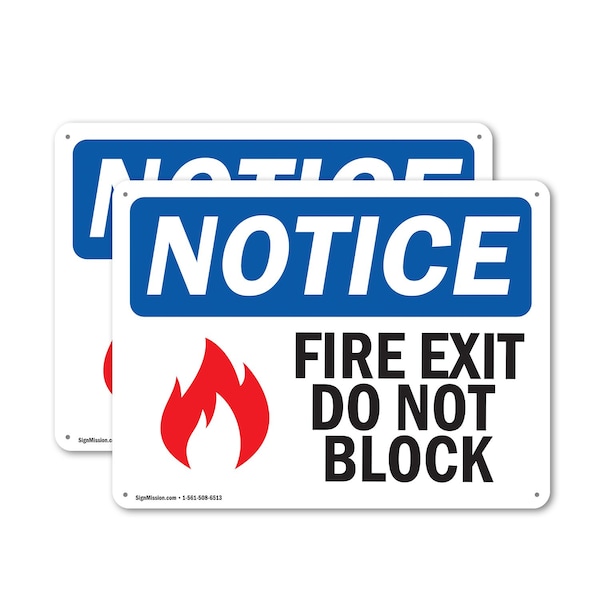 Signmission Exit Sign, Aluminum, 14 in W, 10 in H, Fire Exit Do Not Block OS-2PACK-NS-A-1014-L-12586 - main